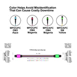 16F MTP/MPO-APC to MTP/MPO-UPC (F/F) 400G Multimode 50/125 OM4 16 Fibers Optic Cable Magenta