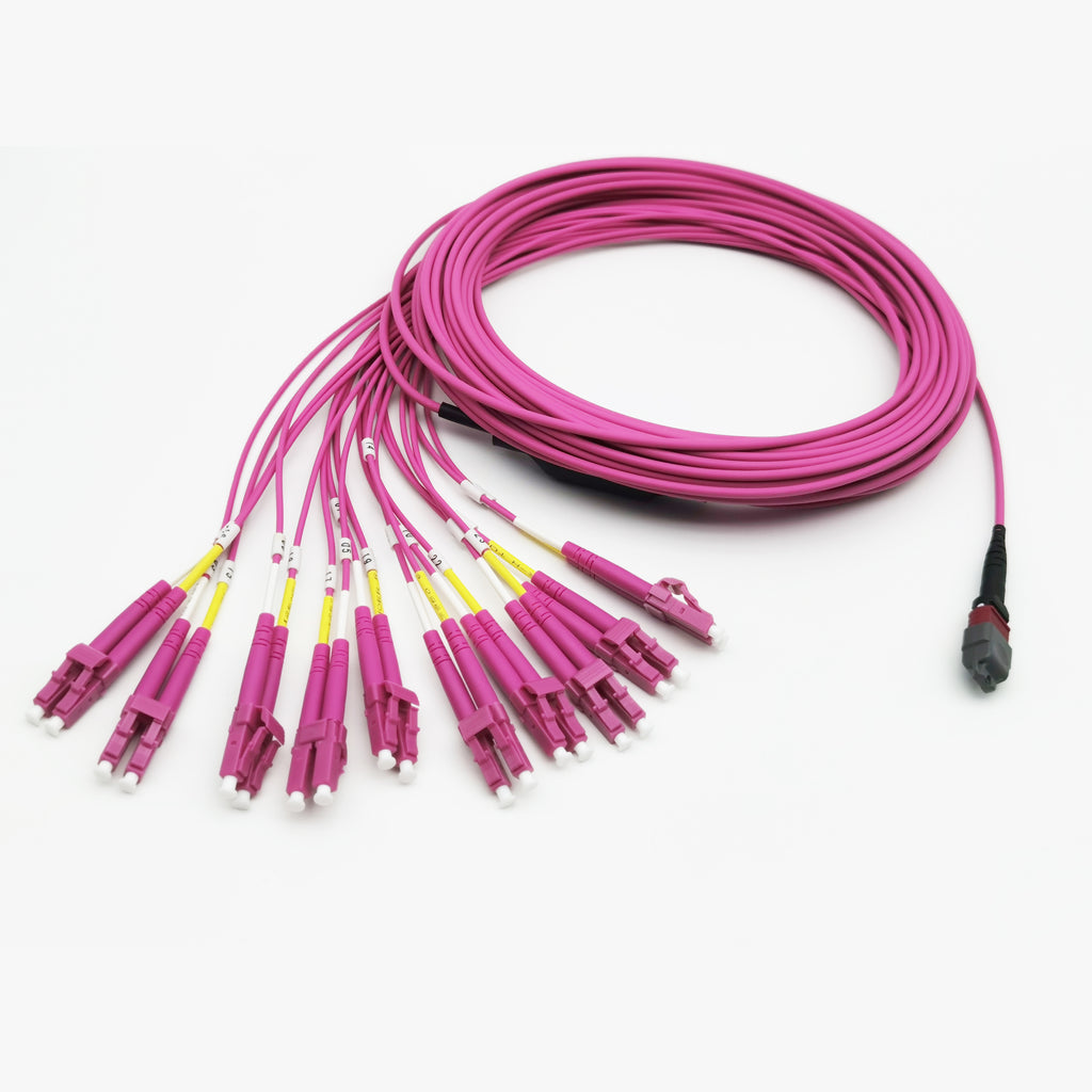 16 Fibers MTP/MPO to 8x LC OM3 Fiber 400G/50G Breakout Optic Cable ...